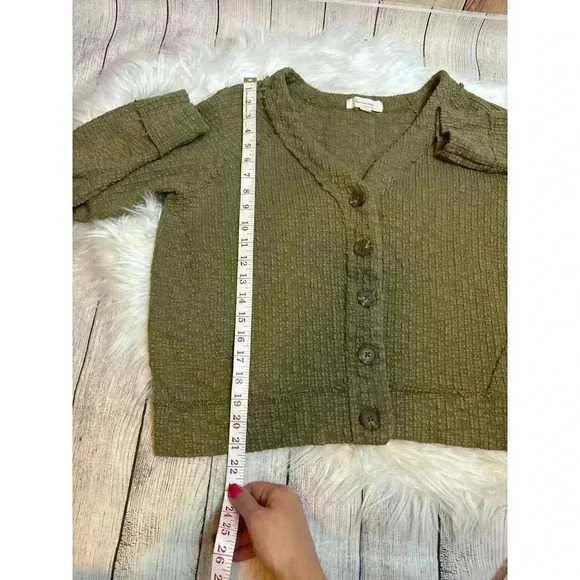 Two by Vince Camuto Textured Knit Cardigan Olive Green Women's Size L - Picture 7 of 8